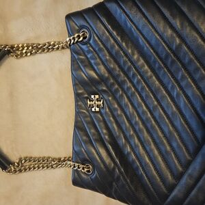 Tory Burch Black and Gold Quilted Shoulder Bag